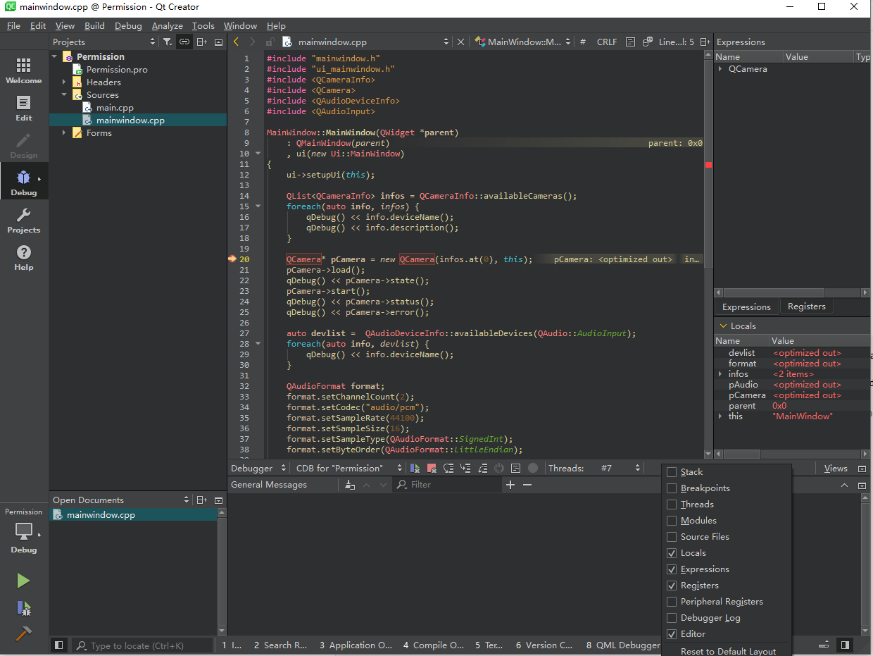 An exception that occurs in debug mode with QtCreator | Qt Forum