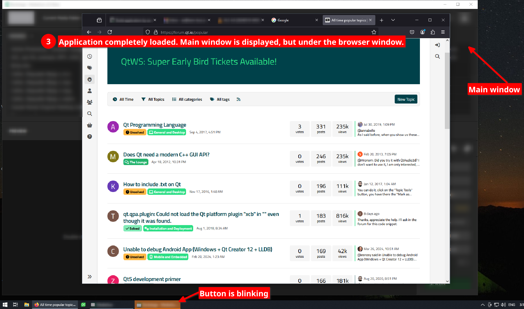 Appeared window is not focused | Qt Forum